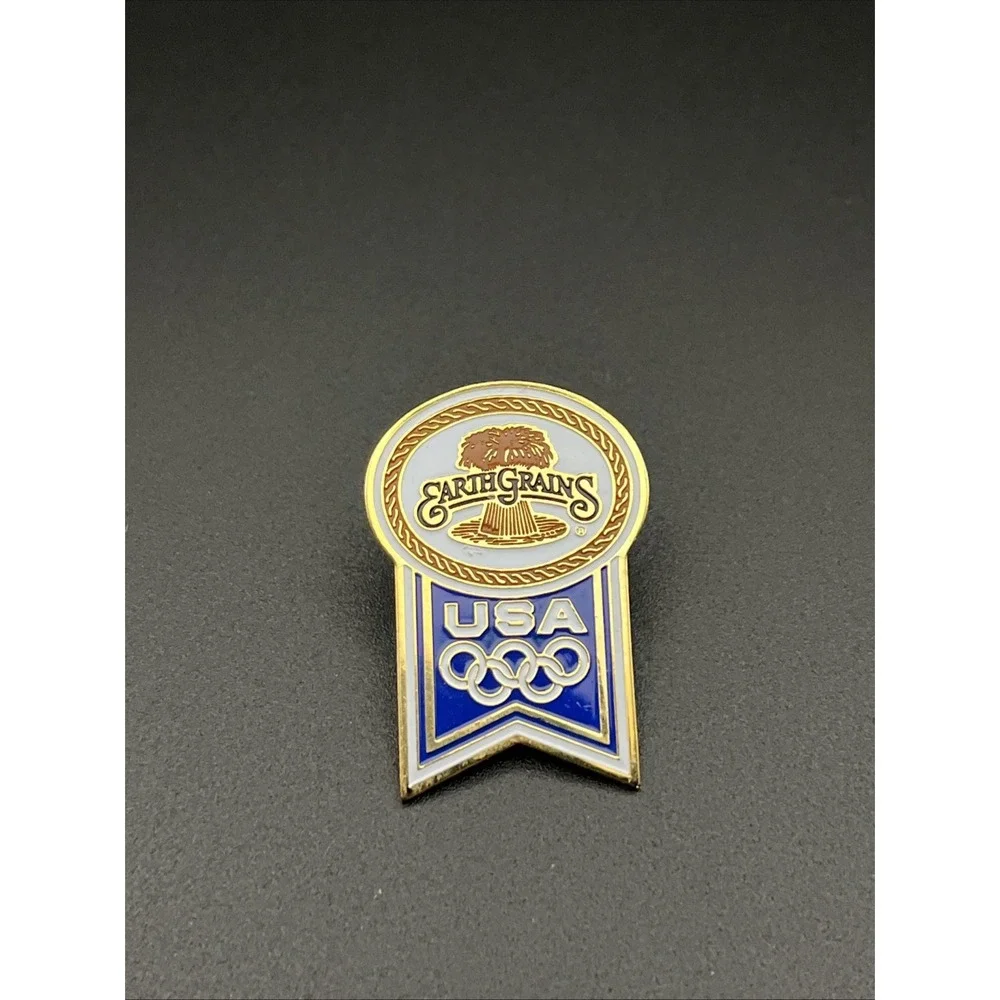 Vintage Olympic Games Earth‎ Grains Team USA Sponsor Lapel Hat Pin